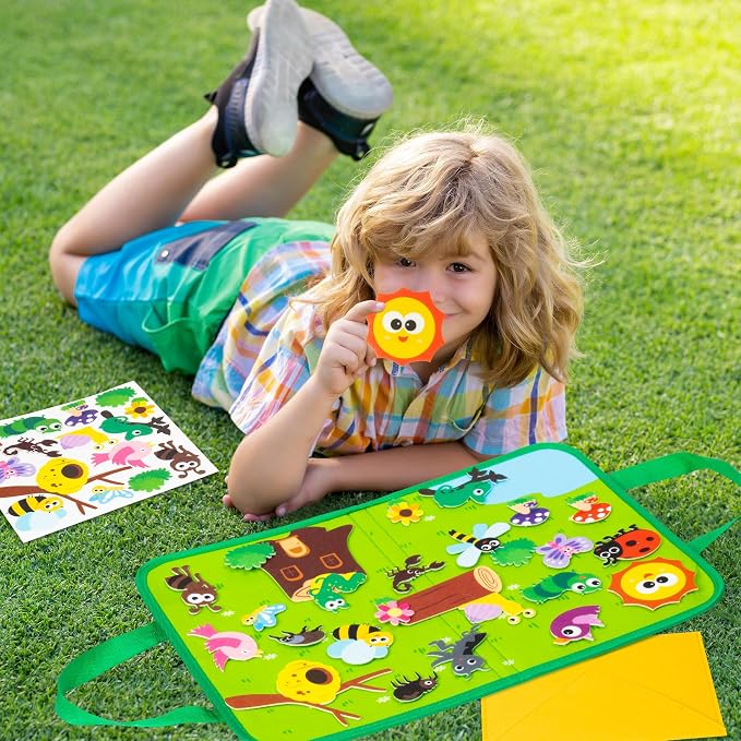 WATINC Travel Felt Board Story Set - 25PCS Portable Felt Board Educational Birthday Gift for Boys & Girls, Themed Storytelling Preschool Early Learning Interactive Play Kit for Toddlers (Insect) - Image 6