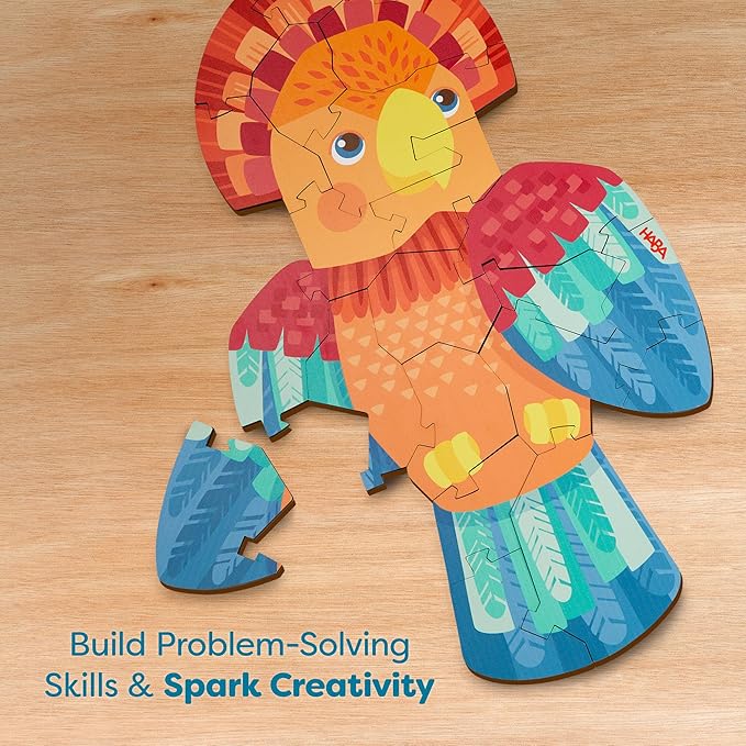 HABA Wooden Puzzle Parrot - 2 in 1 Reversible Puzzles for Kids Ages 4-6, Durable Educational Toys and Wooden Montessori Toys