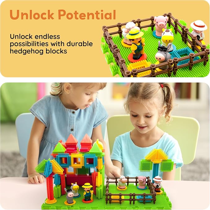PicassoTiles PTB100 100pcs Hedgehog Shape 3D Building Blocks Tiles Farm Theme Set Learning Playset STEM Toy Set Educational Kit Child Branin Development Preschool Kindergarten Toy - Image 8