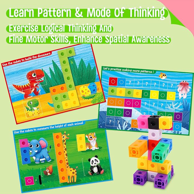 Math Linking Cubes, 100 Math Cube Manipulatives with 30 Learning Activities Number Counting Blocks Snap Linking Math Counters Fun & Educational Pre-K Counting Blocks for Preschool Kindergarten - Image 5