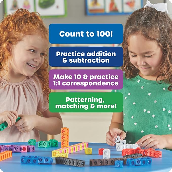 Learning Resources MathLink Cubes - Set of 100 Cubes, Ages 5+ Kindergarten, STEM Activities, Math Manipulatives, Homeschool Supplies, Teacher Supplies - Image 3