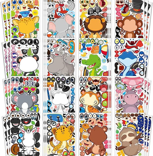Animal Stickers for Kids - 48 Pcs Safari Birthday Decorations Wild Zoo Jungle Stickers Party Decorations Favors Supplies Crafts for Kids Toddler Student Preschool Kindergarten Gift from Teacher