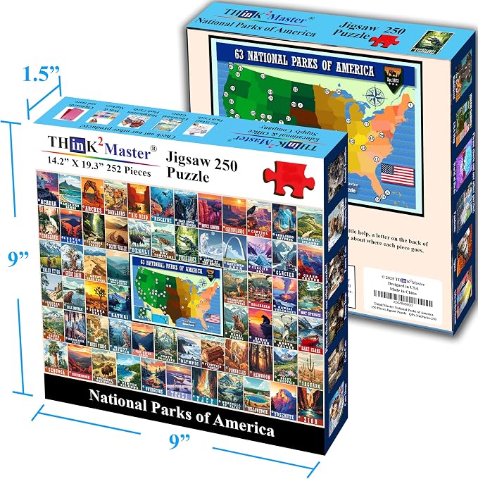 Think2Master Vintage USA National Park 250 Pieces Jigsaw Puzzle. Great for Adults and Seniors. 14.2” X 19.3” - Image 5