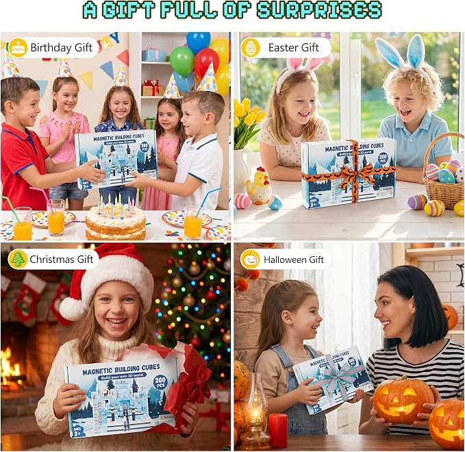200PCS Magnetic Blocks, Magnetic Building Blocks, 0.78in Magnetic Building - Image 8
