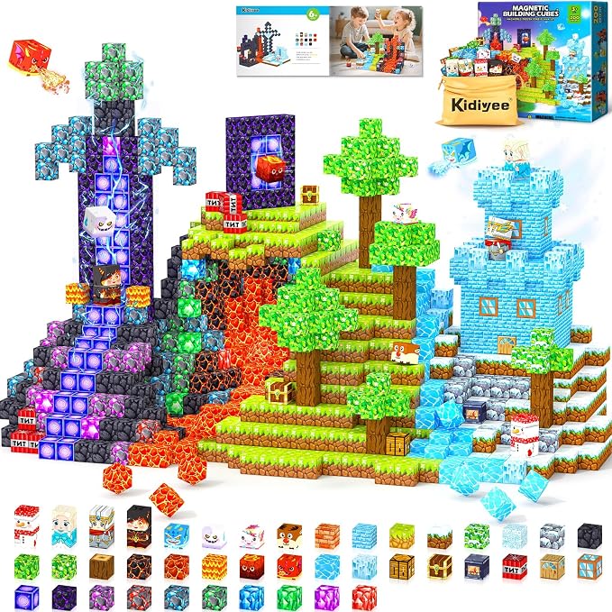 200PCS Magnetic Blocks - Build Mine Magnet World, Magnetic Building Blocks for Kids Ages 4-6 6-8 8-12, STEM Educational Sensory Toys for Boys & Girls, Birthday Toys Gifts for Kids by MineMagnetWorld