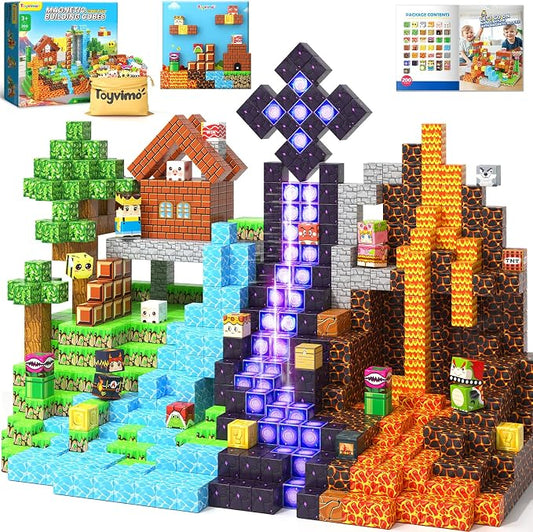 200PCS Magnetic Blocks Educational Toys for Kids Ages 3-5 4-8 3-12 Gifts by Toyvimo