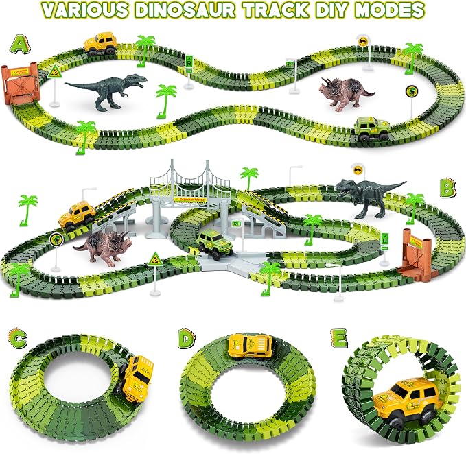 Dinosaur Tracks, 271 PCS Create A Dinosaur World Road Race Kids Boys Toys - Image 5