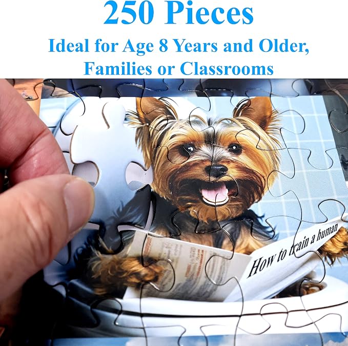 Think2Master Pooping Dogs 250 Pieces Jigsaw Puzzle Featuring heartwarming Puppies and Dogs. Perfect Bathroom Decoration, White Elephant Gag Gift. Fun Puzzle for Adults & Seniors Size: 14.2” X 19.3” - Image 4