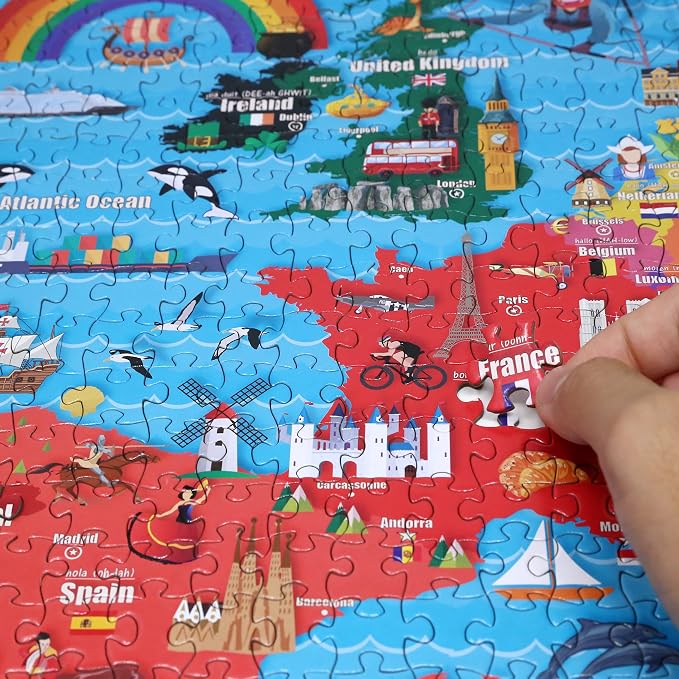 Think2Master Colorful Map of Europe 1000 Pieces Jigsaw Puzzle for 13+, Teens, Adults & Families. Great Gift for stimulating Interest in the European Map. Size: 26.8” X 18.9” - Image 2