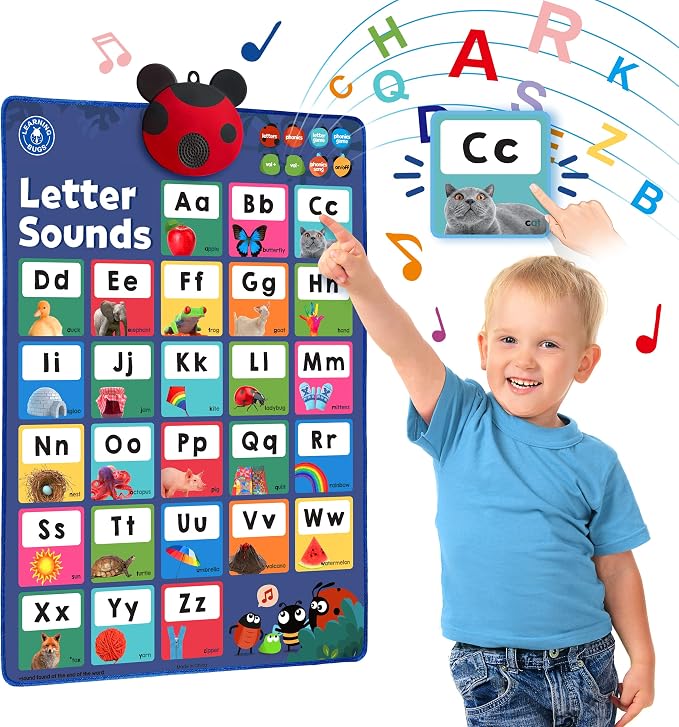 LEARNING BUGS Press to Learn Phonics, Interactive Letters and Sounds Talking Poster, Preschool & Kindergarten Learn to Read, Ages 3+ by LEARNINGBUGS