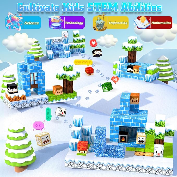150PCS Magnetic Blocks for Kids Age 3+, Snow World - Image 3