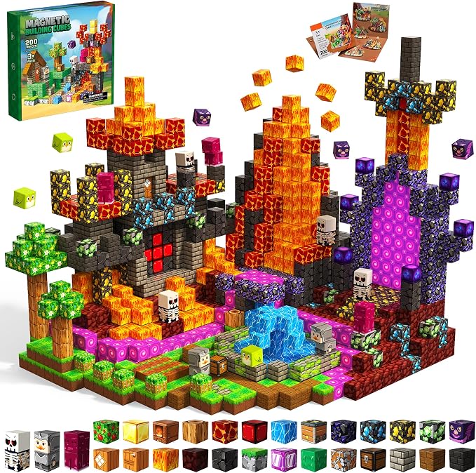 200PCS Magnetic Blocks STEM Educational Magnetic Building Cubes Toys by Unknown