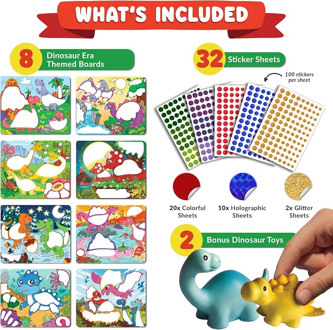 Dot Sticker Art Activity - Dinosaurs, Educational Toys for 3 Year Old Boys - Image 2