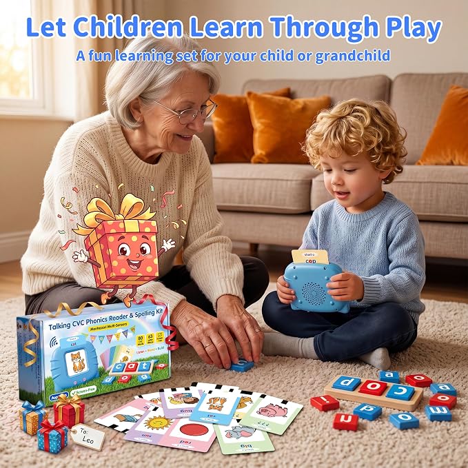 Talking Flash Cards & CVC Word Blocks Phonics Game Set for Toddlers - Image 8