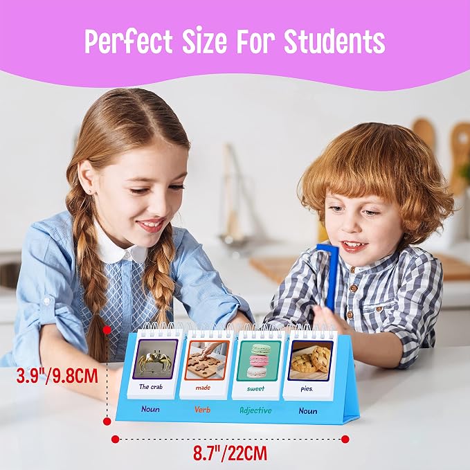 Sentence Flip Charts, 80 Double Sided Cards in Noun/Verb/Adjective/Preposition 40 New Sentence Building Freestanding Flip Chart Educational Learning Tool for School Supplies - Image 3