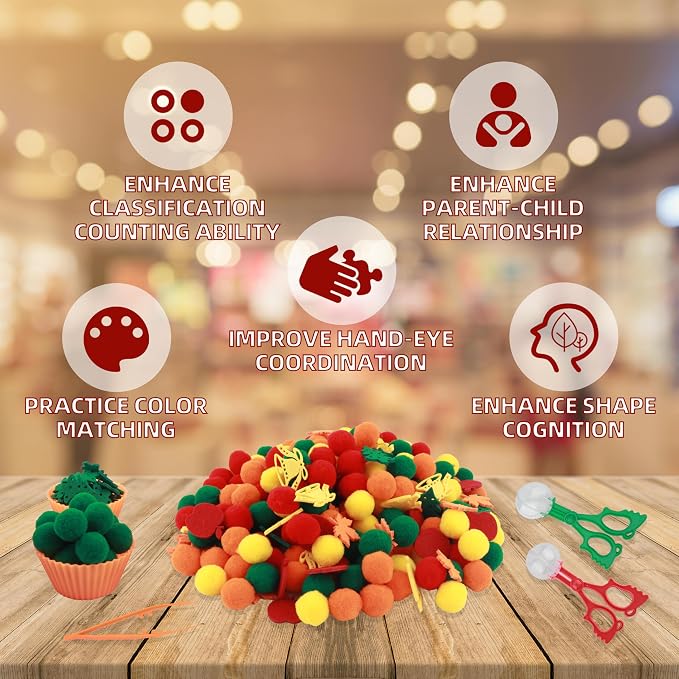Apple Sensory Bin Filler, Fall Theme Gift,Trees, Leaves, Bells,Pom Poms, Counting Sorting Set,Toddler Toys, Fine Motor Toys Preschool Education Toys,for 3+ Years Old Kids, 294pcs. - Image 3