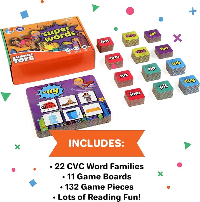 Super Words - CVC Word Builders, Phonics Games, Rhyming Words Game for Kids, Kindergarten Learning Games, Match it Puzzles for Toddlers, Learn to Read Game, CVC Words for Kindergarten Activities - Image 3