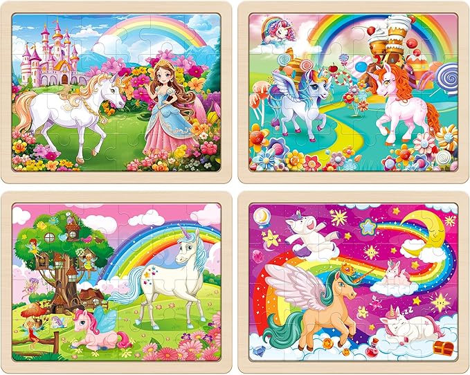 SYNARRY Large Unicorn Princess Fairy Wooden Puzzles for Kids Ages 4-6 - Image 2