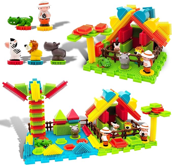 Picasso Toys PTB100 100pcs Hedgehog Block 3D Building Blocks Tiles Safari Theme Set Learning Playset STEM Toy Set Educational Kit Child Brain Development Preschool Kindergarten Toy for Age 3 & Up by PicassoTiles