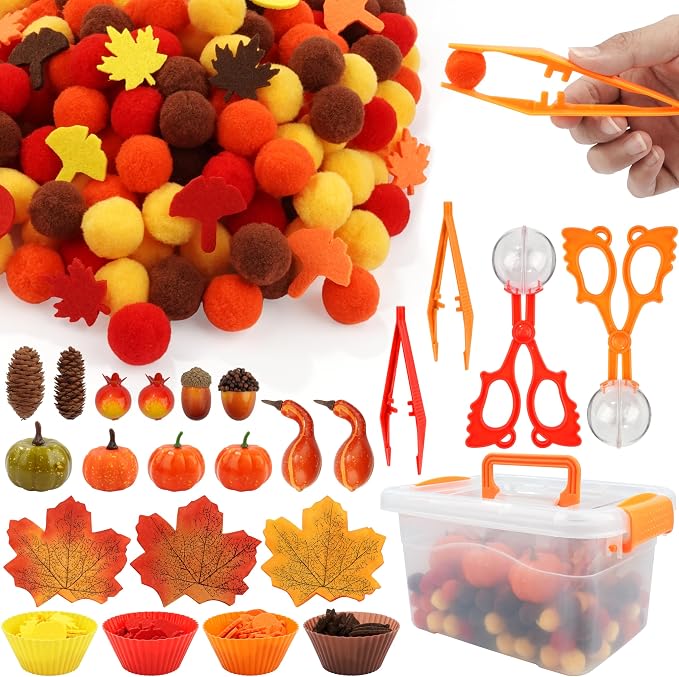 353 PCS Thanksgiving Fall Sensory Bin Fillers Fine Motor Preschool Toys by Letsroar