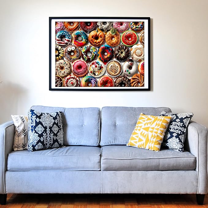 Think2Master Donuts 250 Pieces Jigsaw Puzzle. Perfect White Elephant Gag Gift. Fun Puzzle for Families. Great Gift for Adults and Teens. Size: 14.2” X 19.3” - Image 3