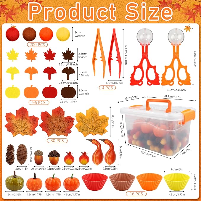 353 PCS Thanksgiving Fall Sensory Bin Fillers Fine Motor Preschool Toys - Image 2