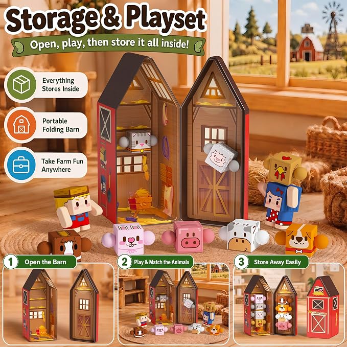 GobiDex Magnetic Travel Toys Farm Figures Set in a Portable Tin for Kids 3+ - Image 2