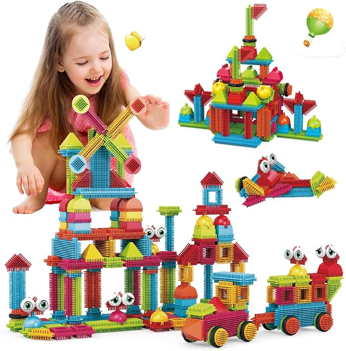 Contixo 244 pcs Bristle Shape 3D STEM Building Toys, Construction Learning Stacking Educational Block, Creativity Beyond Imagination, Inspirational, Safe & Durable, Recreational Toy for Kids Ages 3-8 by Contixo