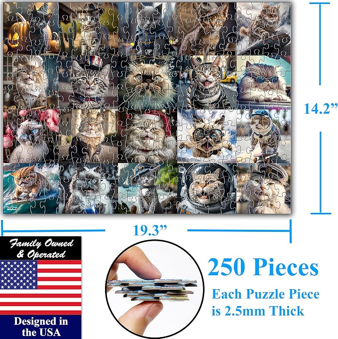 Think2Master Cute Cats 250 Pieces Jigsaw Puzzle Featuring heartwarming Kittens and Cats. Fun Puzzle for Adults & Teens. Great Gift. Size: 14.2” X 19.3” - Image 2