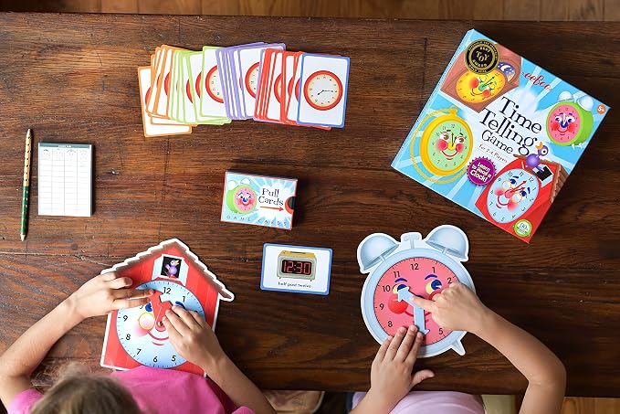 eeBoo: Time Telling Game, Learn to Read a Clock, 50 Game Cards with 4 Clocks and Score Pad, for 2-4 Players, Ages 5 and up - Image 2