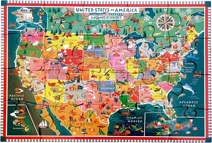 eeBoo USA Map 20 Giant Piece Children's Puzzle, 15" x 11" - Image 2