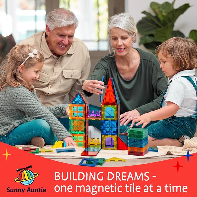 SUNNY AUNTIE Magnetic Tiles STEM Toys Building Set, Ages 3+ - 180 Pieces - Image 4