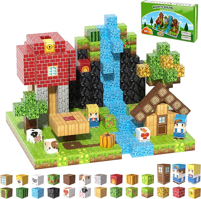 100PCS Magnetic Blocks, Magnetic Building Blocks, 0.78in Magnetic Building by Fitrobust