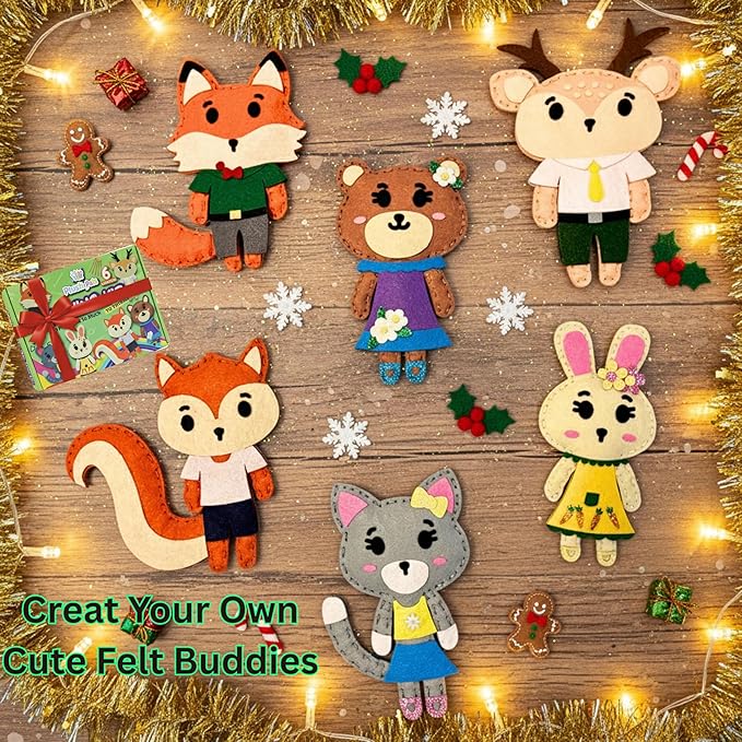 Sewing Kit for Kids - Sew & Create 6 Adorable Stuffed Animal Projects - Fun DIY Craft Set for Ages 6 and up - Educational & Creative Sewing Kit for Girls & Boys - Gift for Young Crafters