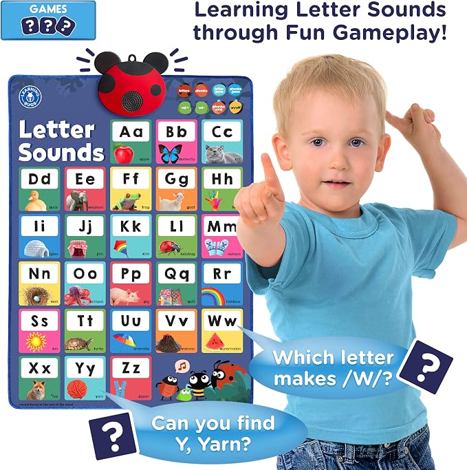 LEARNING BUGS Press to Learn Phonics, Interactive Letters and Sounds Talking Poster, Preschool & Kindergarten Learn to Read, Ages 3+ - Image 4