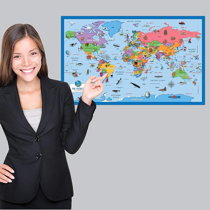2 Pack - World & USA Map for Kids [Illustrated] - 2 Poster Set (LAMINATED, 18" x 29") - Image 5