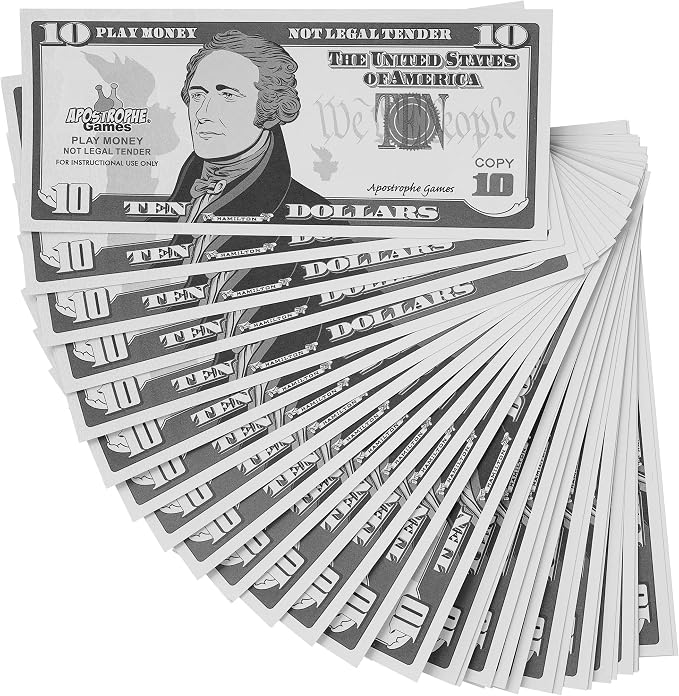 Play Money - 200Pcs $10 Bills Pretend Money for Kids, Banking Toy by ApostropheGames