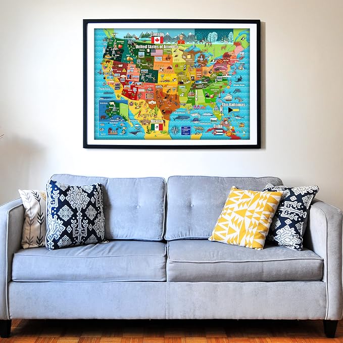 Think2Master Colorful United States Map 1000 Pieces Jigsaw Puzzle for 13+, Seniors, Adults & Families. Great Educational Gift for Interest in the USA Map. Size: 26.8” X 18.9” - Image 4