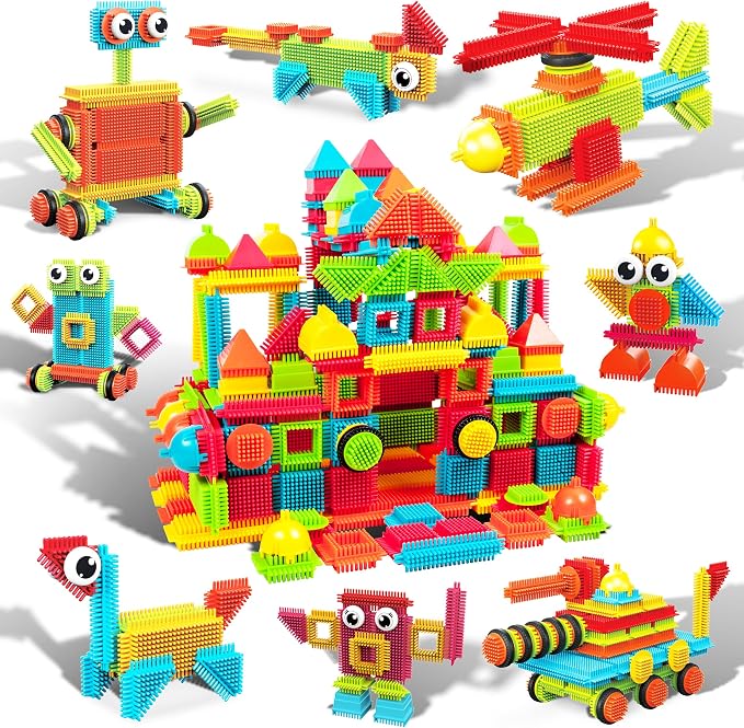 PicassoTiles 240 Piece Hedgehog Bristle Blocks 3D STEM Building Toy Ages 3+ by PicassoTiles