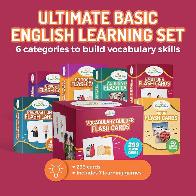 CreateFun 299 Vocabulary Builder Flash Cards Speech Therapy, Autism, ESL - Image 2