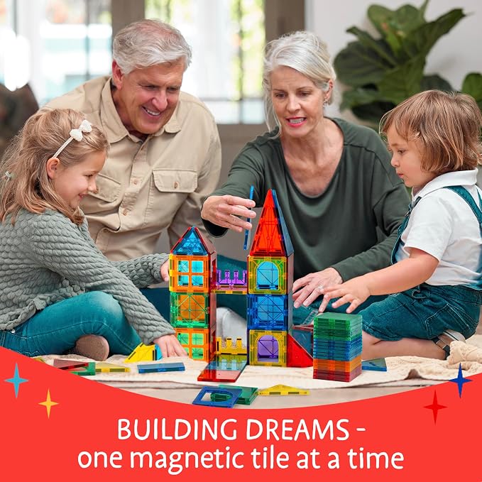 SUNNY AUNTIE Magnetic Tiles STEM Toys Building Set, Ages 3+ - 138 Pieces - Image 3