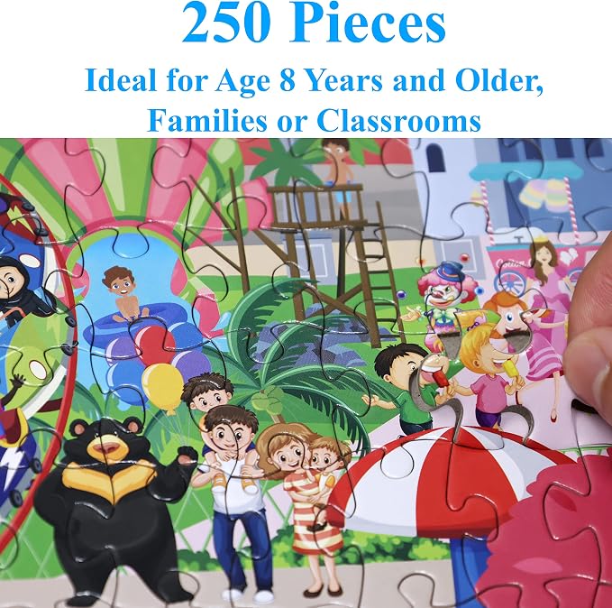 Think2Master Amusement Park 250 Pieces Jigsaw Puzzle. Great Gift. Large Pieces. Size: 14.2” X 19.3” - Image 2