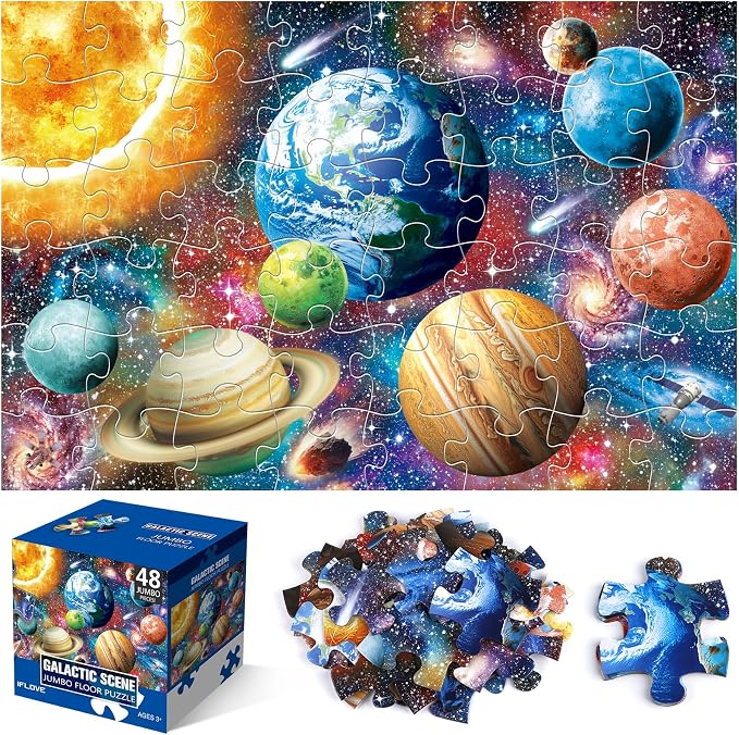 Jumbo Floor Puzzle for Kids,48-Piece Galaxy Jigsaw Puzzle Ages 3-8 by IFLOVE