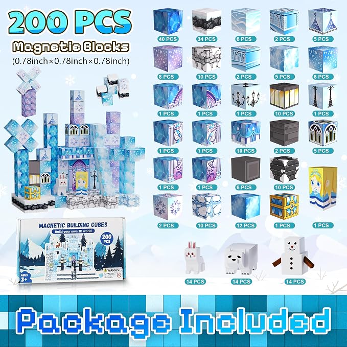 200PCS Magnetic Blocks, Magnetic Building Blocks, 0.78in Magnetic Building - Image 2