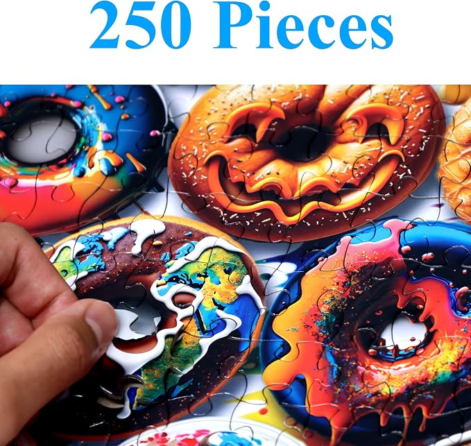 Think2Master Donuts 250 Pieces Jigsaw Puzzle. Perfect White Elephant Gag Gift. Fun Puzzle for Families. Great Gift for Adults and Teens. Size: 14.2” X 19.3” - Image 4