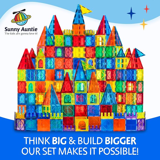 SUNNY AUNTIE Magnetic Tiles STEM Toys Building Set, Ages 3+ - 150 Pieces - Image 2