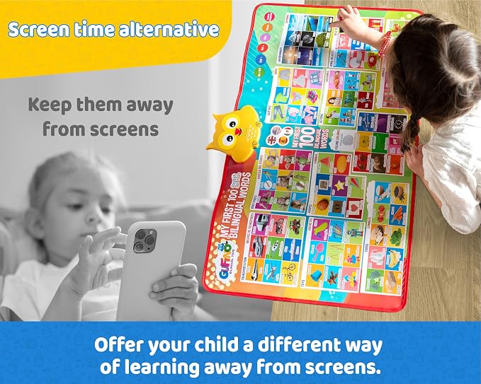 First 100 Words Bilingual Electronic Alphabet Poster – Interactive Learning Chart for Kids | 100 First Words in English & Spanish | Educational Talking Wall Poster - Image 5
