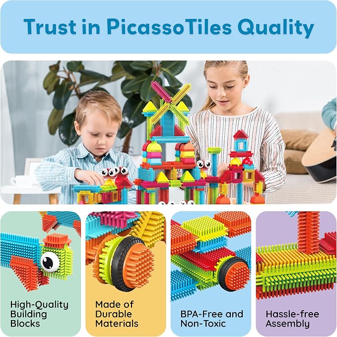 PicassoTiles Toys 112 Piece Hedgehog Blocks STEM Building Tiles Set Construction Learning Toy Stacking Interlock Block, Creativity Beyond Imagination, Inspirational, Recreational, Educational PTB112 - Image 8
