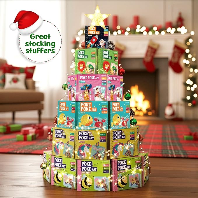 jackinthebox Poke Poke Art – Magical Theme, Mess-Free Fabric Art and Craft, Flower Pressing Kits, Gift for Kids, Girl Gifts, DIY Activity Boy Gift, Toys for Girls and Boys Ages 4 5 6 7 8