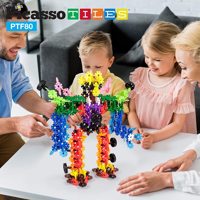 PicassoTiles Building Chips Construction Block 800 Pieces Creative Interlocking Disc Block Toy Set STEM Learning Toys for Early Education and Child Brain Development Kids Boys Girls Age 3 and Up PTF80 - Image 2